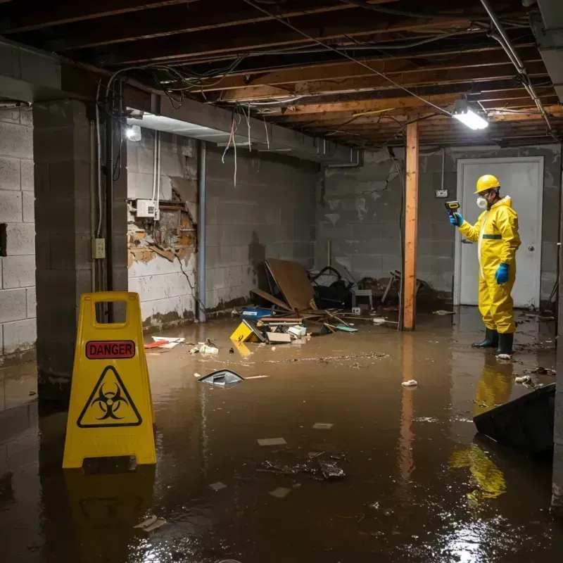 Flooded Basement Electrical Hazard in Siler City, NC Property