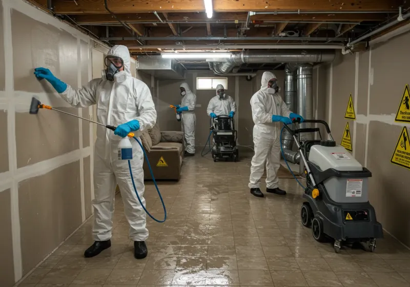 Basement Moisture Removal and Structural Drying process in Siler City, NC